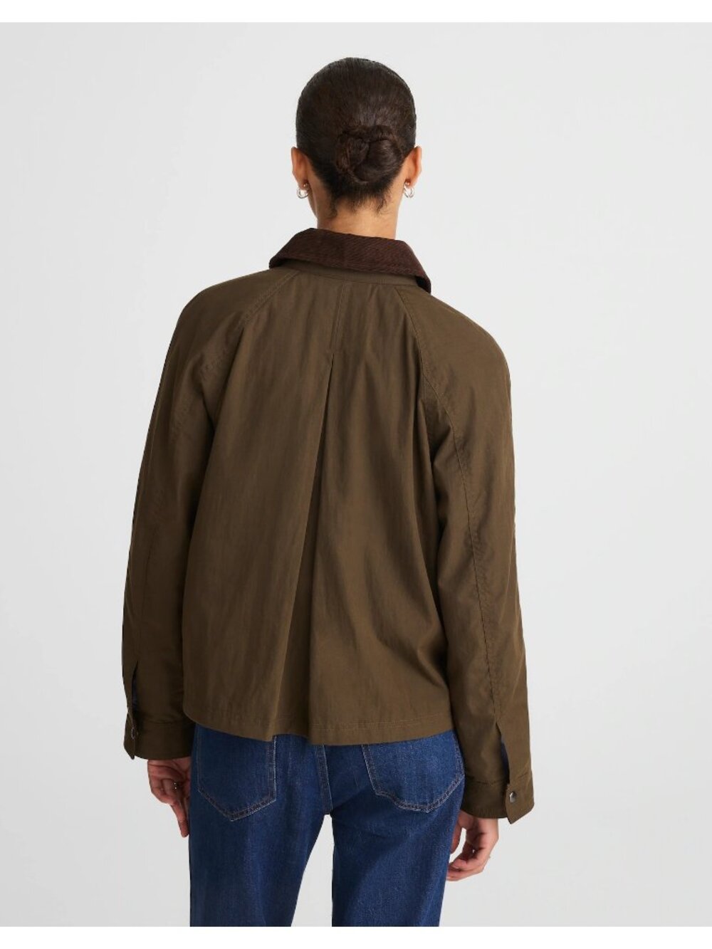 Madewell The Billie Short Jacket Corduroy Collar Women’s Medium Trench Green NWT - Picture 7 of 16